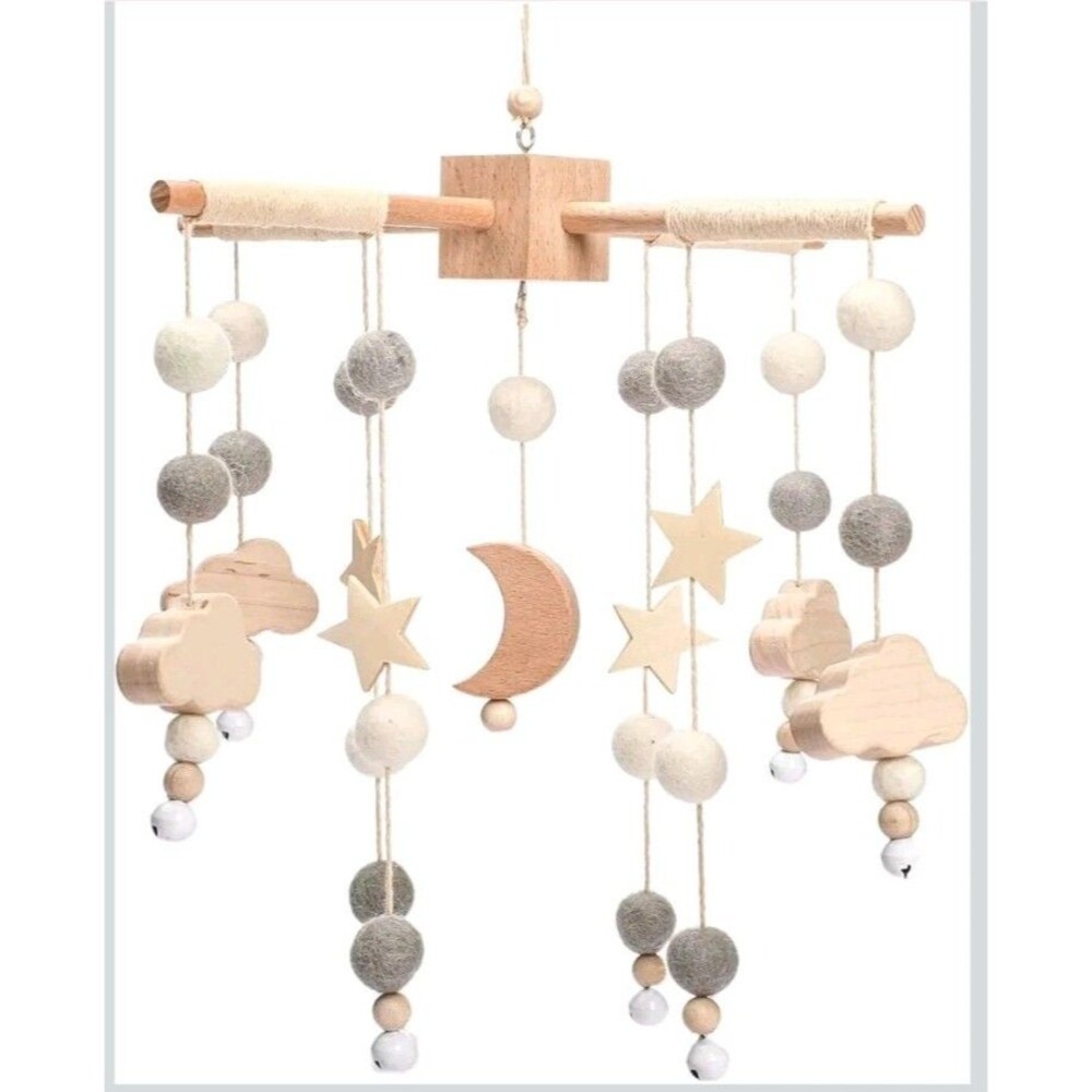 Brand New Boho Starry Night Handmade Baby Crib Mobile Decor - Unisex Baby Wooden